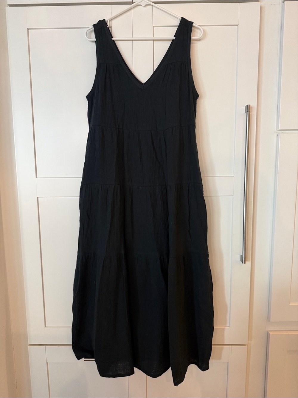 Marine Layer Black V-Neck Sleeveless Tiered Maxi Dress